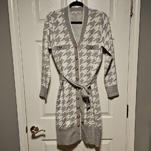 Madison + Hudson Houndstooth Button-Front Sweater Dress